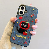 Cartoon Cat Embroidery Warm Phone Case